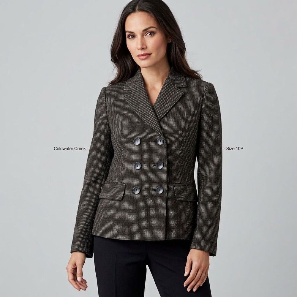 coldwater creek blazer jacket women's 10 10p m black gray